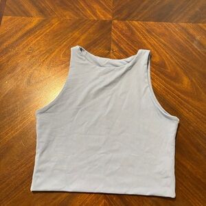 Women's High Neck Fitted Cropped Light Blue Tank Top